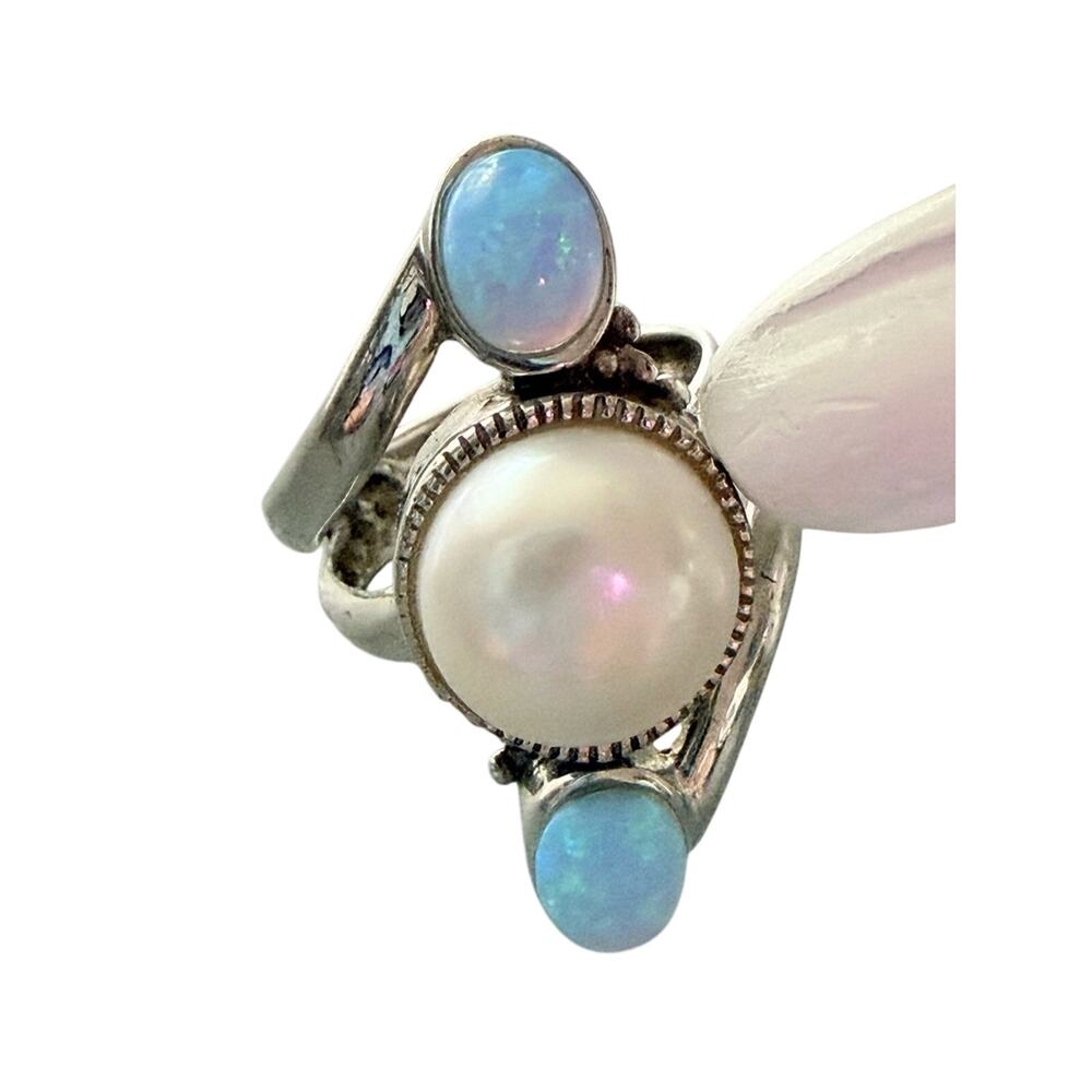 CFJ Collins Fine Jewelry opal Pearl 925 Sterling Silver Ring 6.75